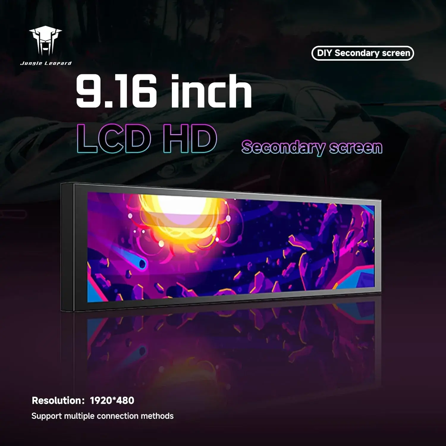 MINI SCREEN JUNGLE LEOPARD TFT 9.16 POUCE 1920x480 RESOLUTION USB TYPE-C BLACK